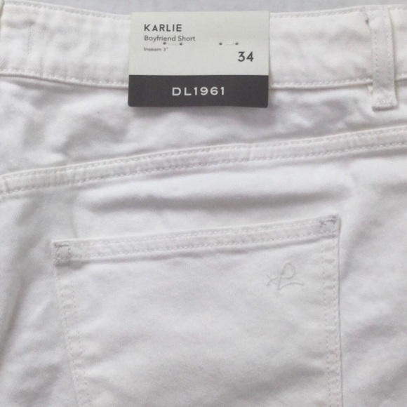 DL1961 White Karlie Boyfriend Cutoff Denim Shorts 34 NWT - Picture 6 of 9